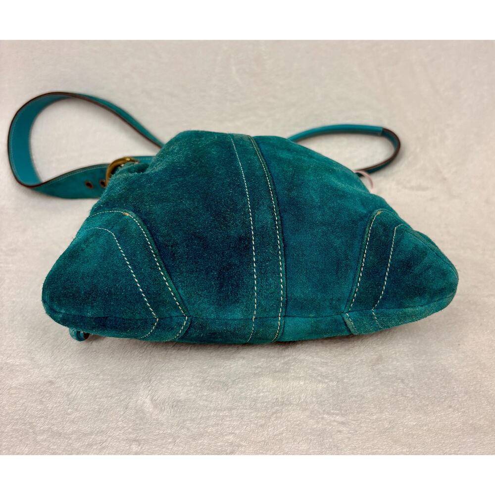 Vintage Coach Soho Suede Drawstring Cinch Bag in Turquoise Suede - Picture 5 of 15